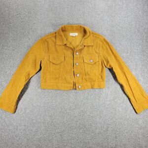PacSun Corduroy Jacket Womens XS/S Mustard Yellow Cropped Trucker Flap Pockets